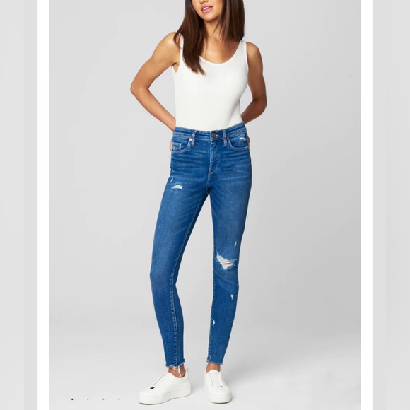 NWT Blank NYC Blue Mid-Rise Skinny Organic Cotton Raw Hem Denim Jeans Size 30 - Picture 15 of 15